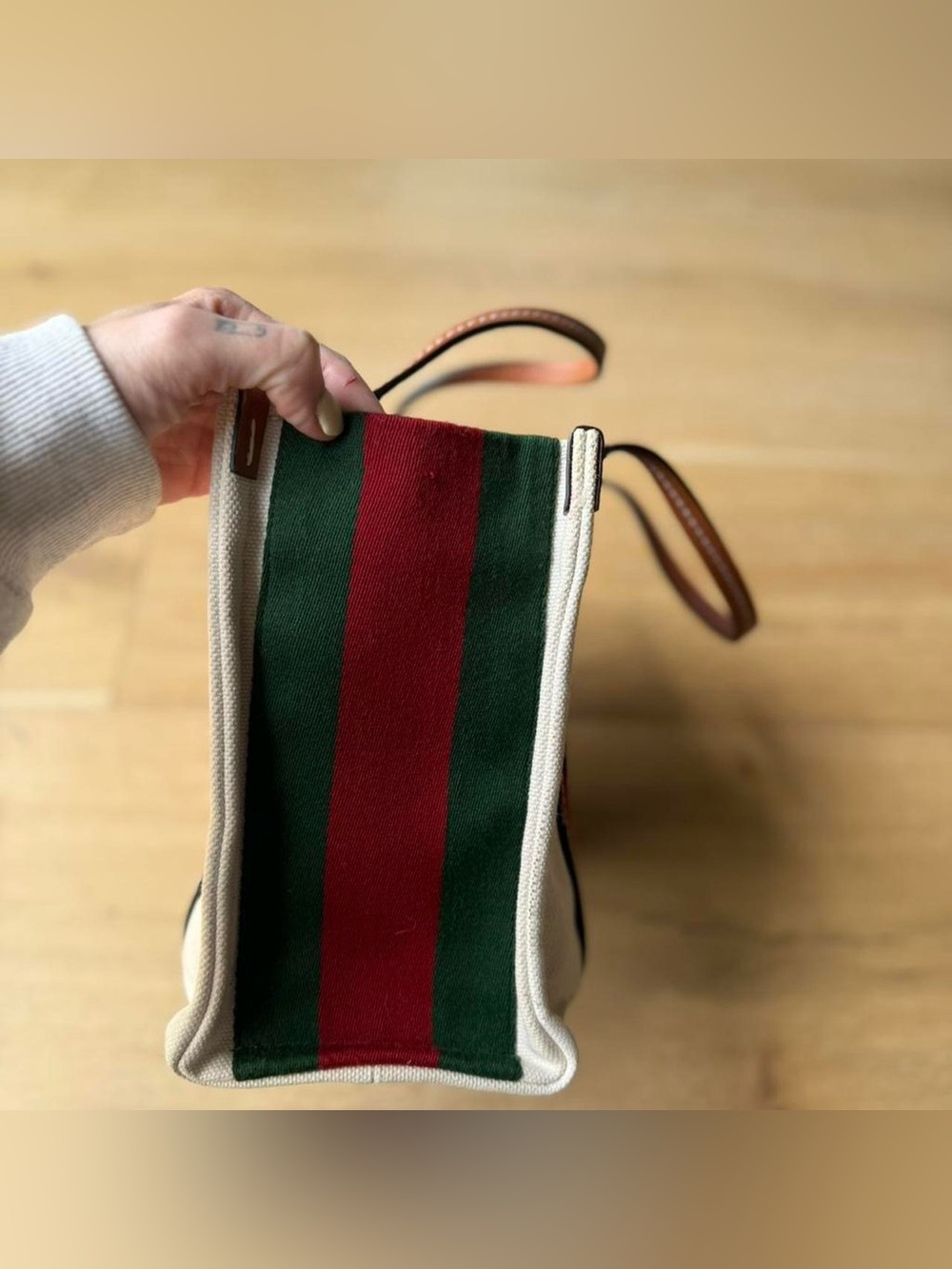 Gucci Interlocking G Web Tote Canvas Small (Authentic) - Picture 6 of 8